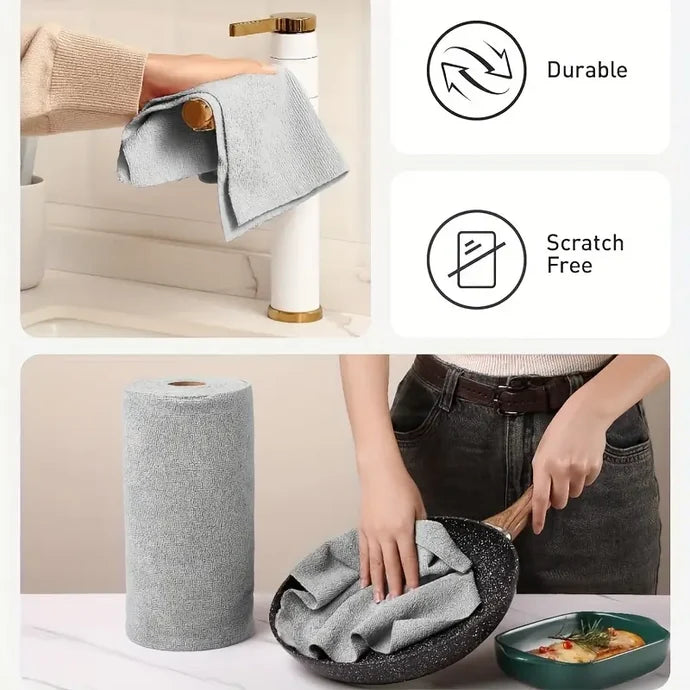Homvora Reusable Microfiber Cleaning Cloth Roll Pack Of (50 Sheets)