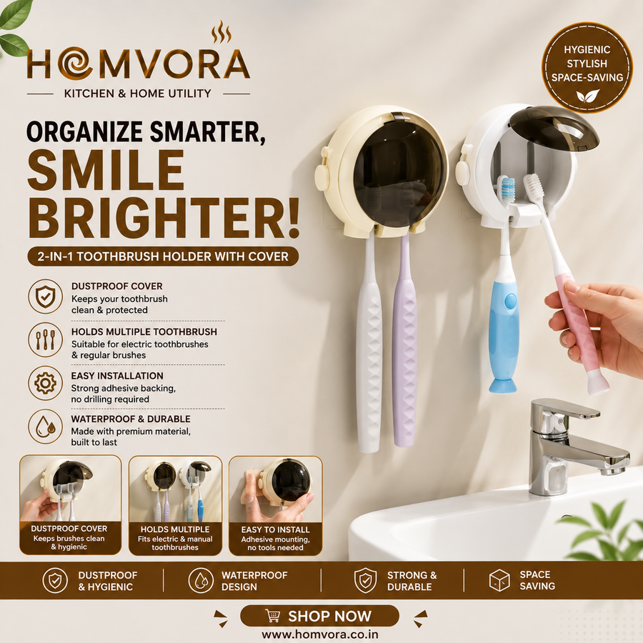 Homvora  Hygienic Toothbrush Holder Buy 1 Get 1 Free